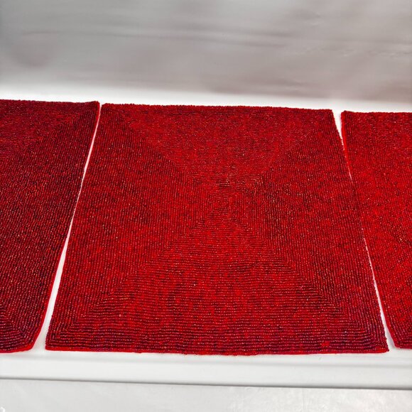 Christmas Glass Beaded Chargers 3 Red 3 Green Square 14x14" by RLK Leila's READ - Picture 11 of 13